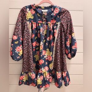 Bonnie Jean Navy and Pink Floral Dress